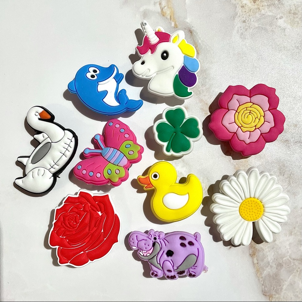 10 Shoe Charms Animals + Flowers Croc Jibbitz